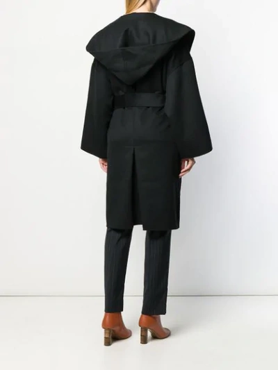 Shop Loewe Belted Wrap Coat In 1100 Black