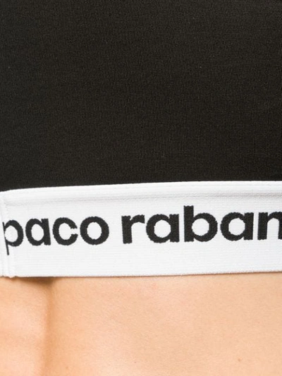 Shop Rabanne Logo Cropped Sports Bra In Black
