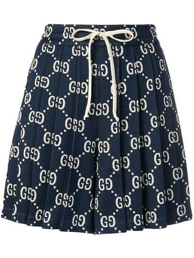 Shop Gucci Logo Printed Shorts In Blue