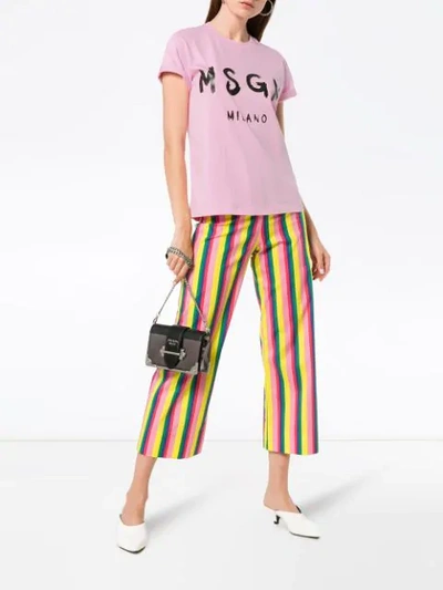 Shop Msgm Pink Short Sleeve Logo Tshirt