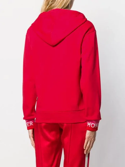 Shop Moncler Logo Hoodie In Red