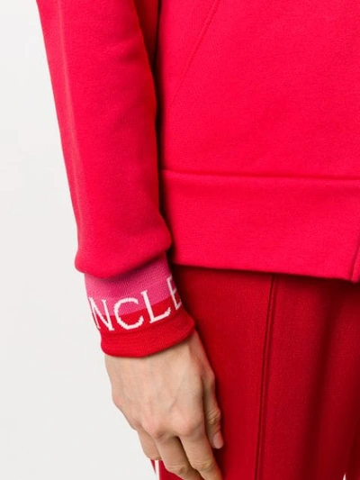 Shop Moncler Logo Hoodie In Red