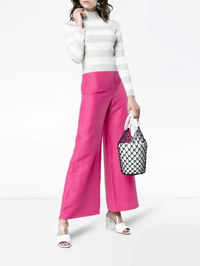 Shop Simon Miller Aliso Flared Silk Linen-blend Trousers - Pink