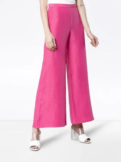 Shop Simon Miller Aliso Flared Silk Linen-blend Trousers - Pink