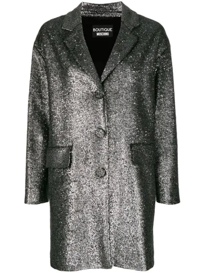 Shop Moschino Sequin Embellished Coat In Metallic