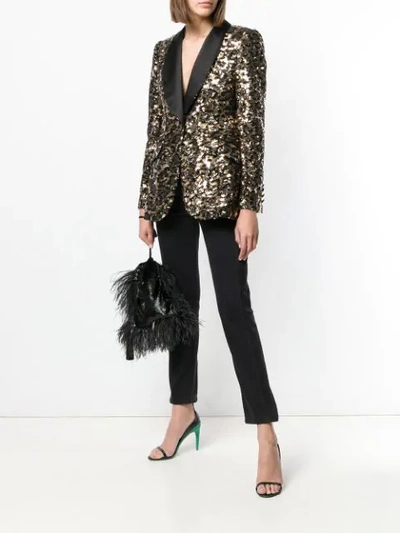 Shop Dolce & Gabbana Leopard Sequin Blazer In Black