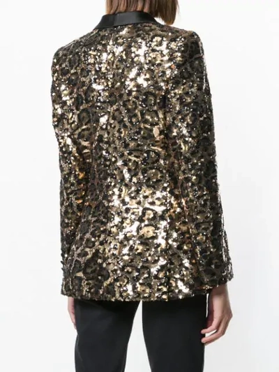 Shop Dolce & Gabbana Leopard Sequin Blazer In Black