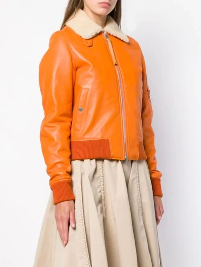 Shop Jw Anderson Zipped Leather Jacket In Yellow