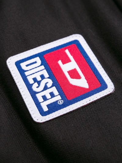 Shop Diesel Boxy Mesh Insert Polo Shirt In Black