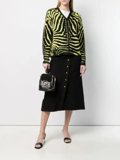 Shop Laneus Zebra Print Hooded Jumper In Yellow