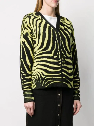 Shop Laneus Zebra Print Hooded Jumper In Yellow