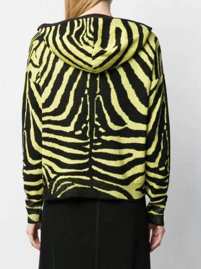 Shop Laneus Zebra Print Hooded Jumper In Yellow