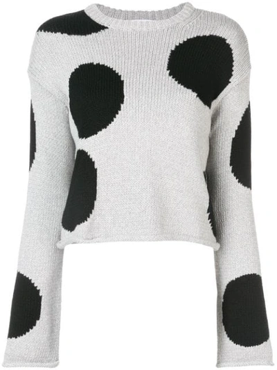 Shop Derek Lam 10 Crosby Cropped Polka Dot Sweater In Grey