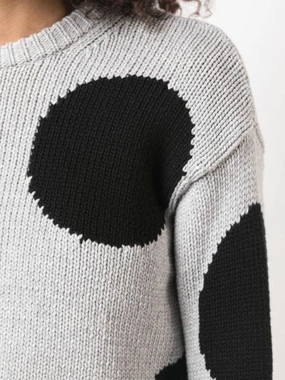 Shop Derek Lam 10 Crosby Cropped Polka Dot Sweater In Grey