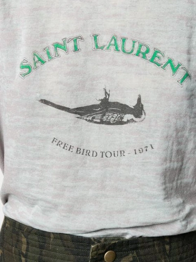Shop Saint Laurent Logo Print Crew Neck T In 1470 Gris Chine/noir/vert
