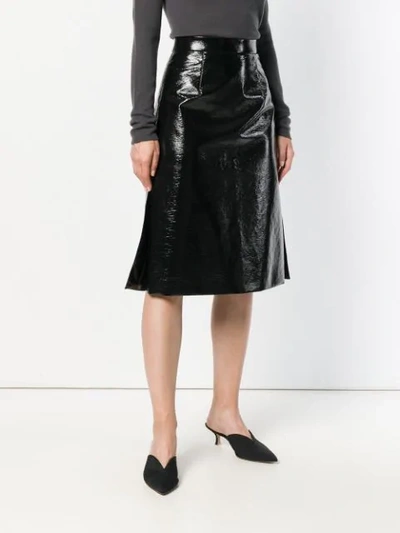 Shop Mantù Mantu Mid-length Wet Look Skirt - Black