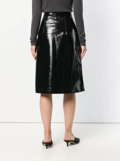 Shop Mantù Mantu Mid-length Wet Look Skirt - Black