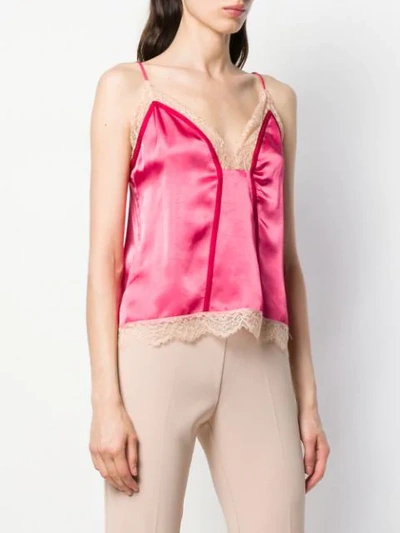 Shop Pinko Lace Trimmed Camisole Top In Pink