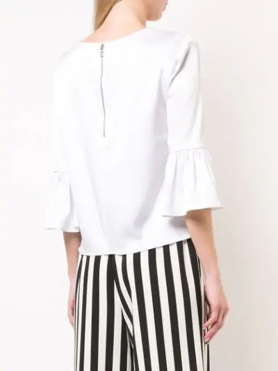 Shop Alice And Olivia Bernice Ruffled Sleeve Top In White