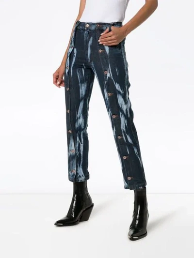 Shop Delada Tie-dye Straight-leg Jeans In Blue