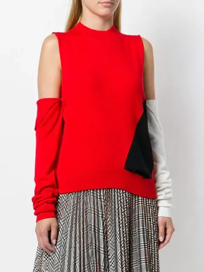 Shop Calvin Klein 205w39nyc Cut-out Colour-block Sweater In 063 Red Black White