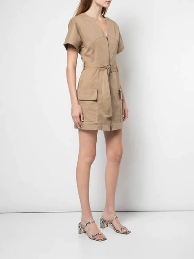 Shop A.l.c . Zip Front Mini Dress - Braun In Brown