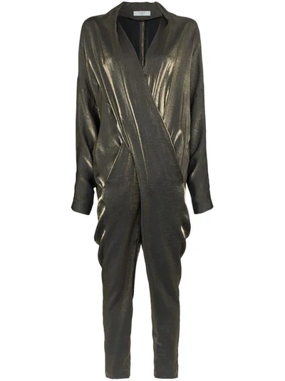 Shop Poiret Metallic Draped Jumpsuit