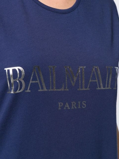 Shop Balmain Logo Tank Top In Blue