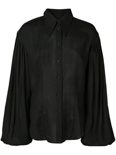 Shop Khaite Bishop Sleeve Shirt In Black
