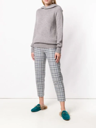 Shop Ma'ry'ya Hooded Fine Knit Sweater In Grey