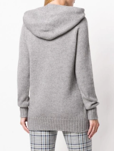 Shop Ma'ry'ya Hooded Fine Knit Sweater In Grey