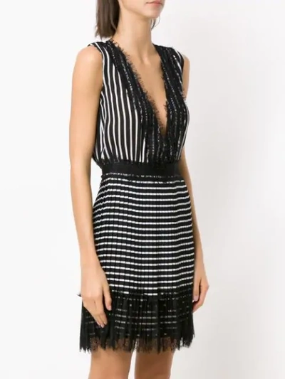 Shop À La Garçonne Lace Details Striped Dress In Black