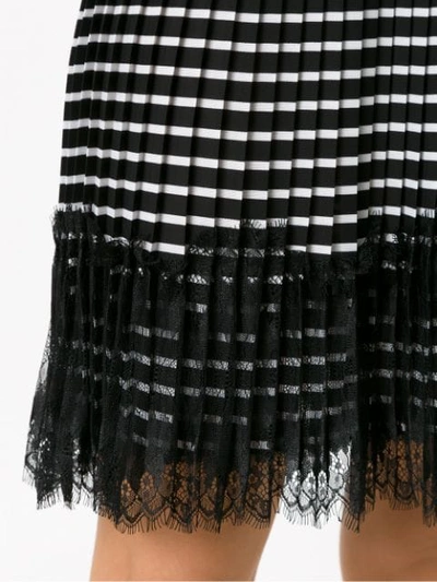 Shop À La Garçonne Lace Details Striped Dress In Black