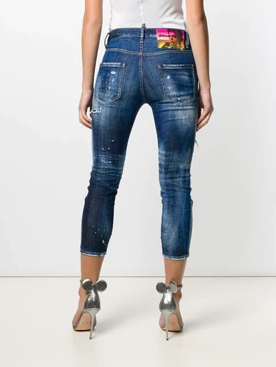 Shop Dsquared2 Ripped Skinny Crop Jeans In Blue