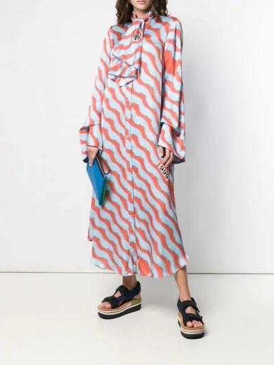 Shop Aalto Striped Maxi Shirt Dress In Red