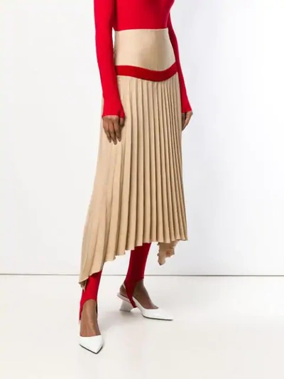 Shop Atu Body Couture Asymmetric Pleated Skirt In Brown