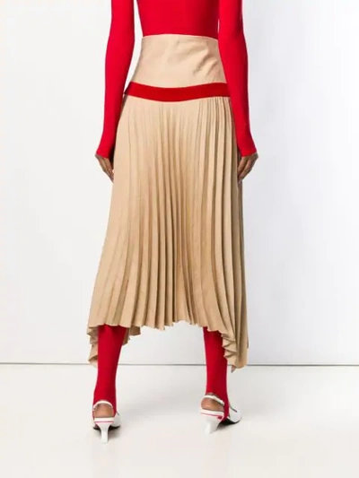 Shop Atu Body Couture Asymmetric Pleated Skirt In Brown