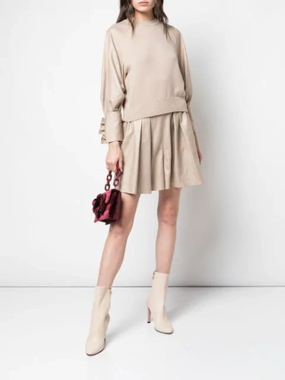 Shop Adeam Bow Detail Sweater In Neutrals