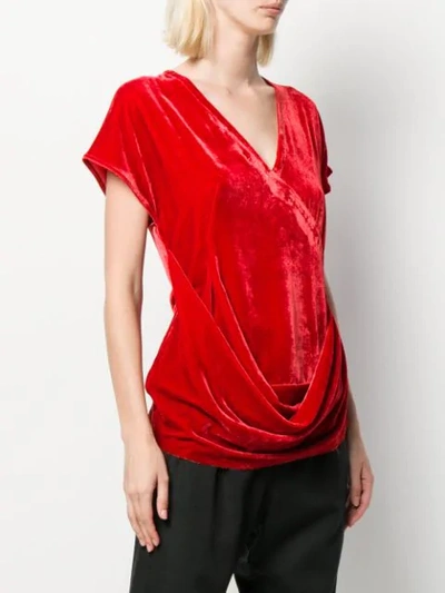 Shop Rick Owens Draped Velvet Blouse In Red