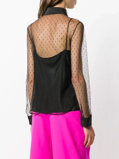 Shop Red Valentino Pointelle Lace Blouse In Black