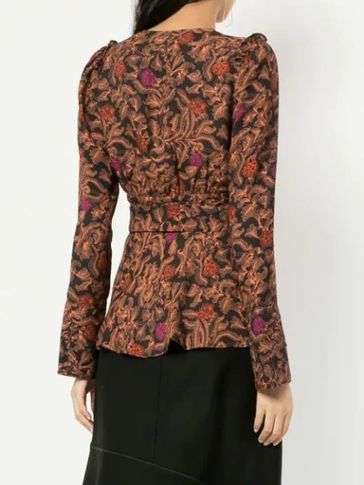 Shop Proenza Schouler Paisley Floral Wrap Top In Black