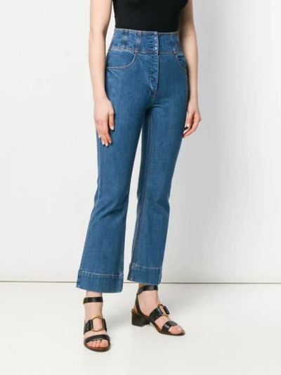 Shop Ulla Johnson Cropped Flared Trousers In Blue