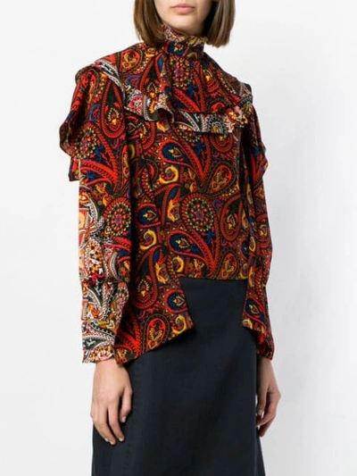 Shop Jw Anderson Paisley-print Ruffled Blouse - Red
