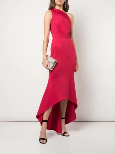 Shop Black Halo Asymmetric Off-shoulder Dress In Pink