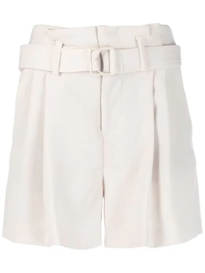 Shop Vince Belted Tailored Shorts - White