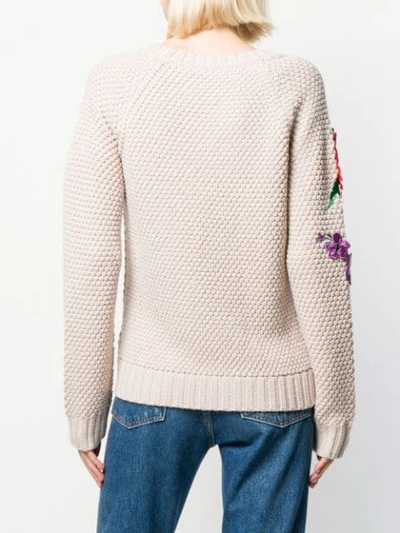Shop Blumarine Floral Embroidered Sweatshirt In Neutrals