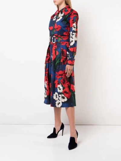 Shop Samantha Sung Floral Flared Shirt Dress In Black