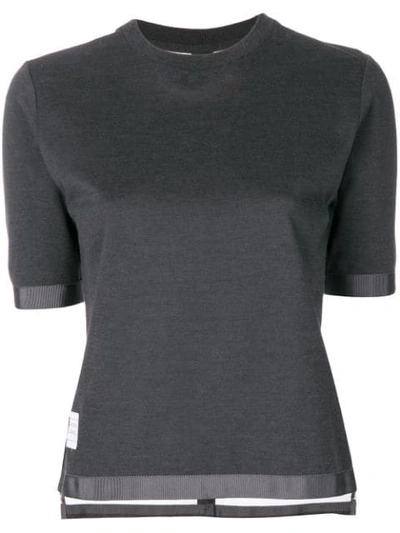 Shop Thom Browne Pique Sheer Back Short Sleeve Tee Shirt - Grey