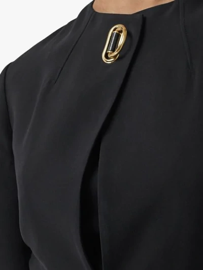 BURBERRY D字扣环细节短袖连衣裙 - 黑色
