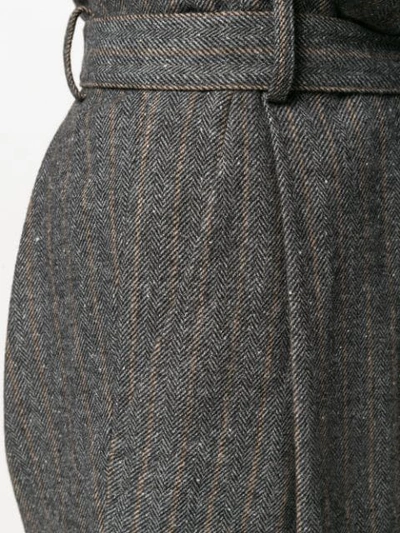 Shop Ulla Johnson Belted Herringbone Mini Skirt In Grey
